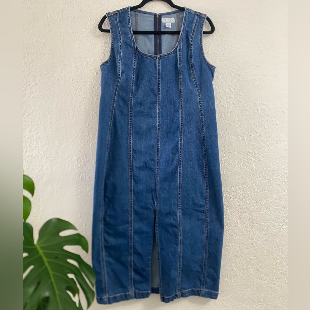 Sofia Vergara Blue Denim Sleeveless Midi Dress sz Large (12-14)